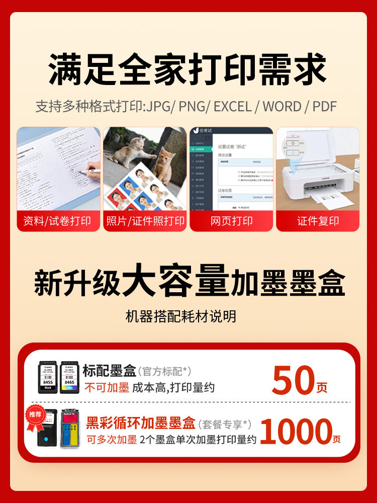 佳能mg2580s彩色a4打印机一体机 力达办公喷墨多功能一体机