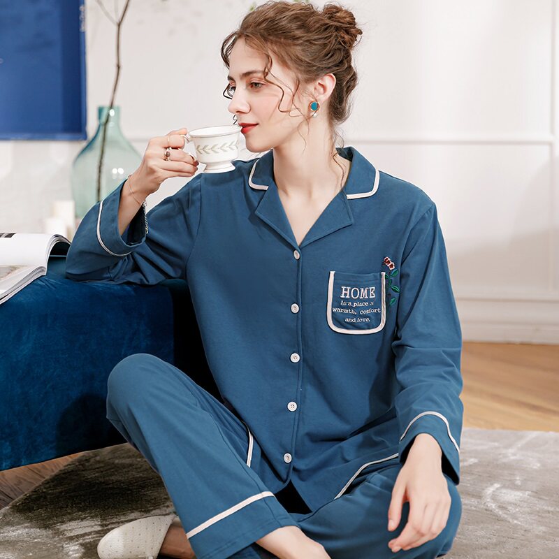 芬腾玛伦萨情侣春秋纯棉长袖睡衣 玛伦萨睡衣/家居服套装