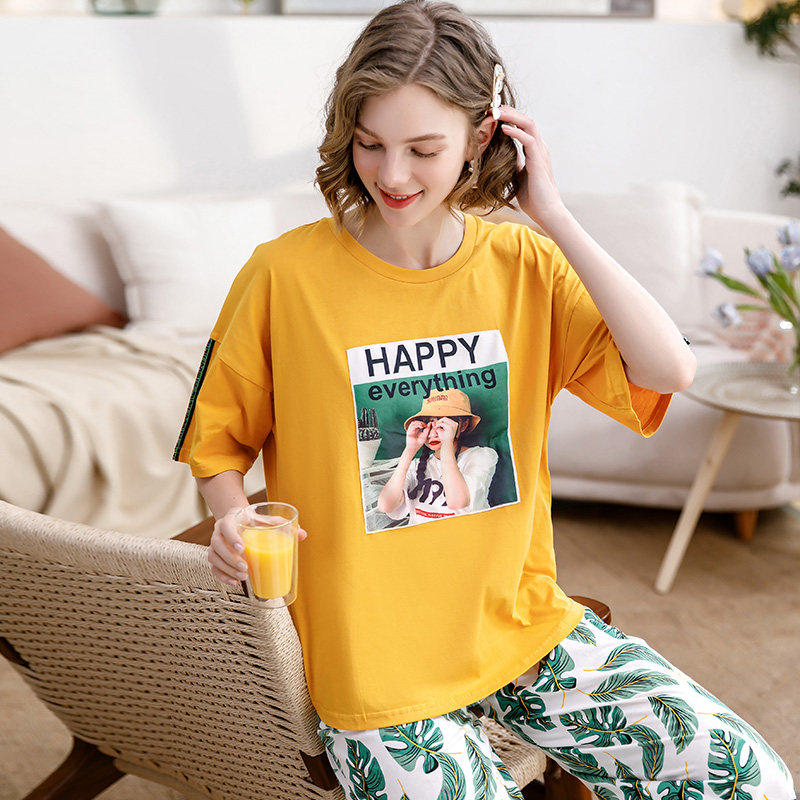 芬腾玛伦萨可外穿甜美夏季印花睡衣 玛伦萨睡衣/家居服套装