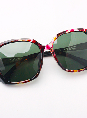 迷彩框偏光墨镜大框圆脸茶色镜片