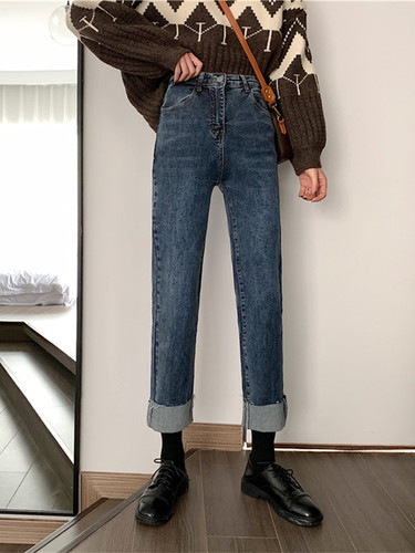 大码牛仔裤女胖妹妹mm直筒宽松显瘦长裤子高腰阔腿裤微胖穿搭秋装 - 图2