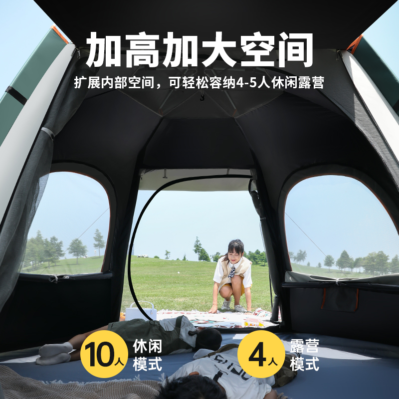 帐篷户外折叠便携式野营过夜沙滩帐篷加厚防雨海边公园黑胶露营 - 图0