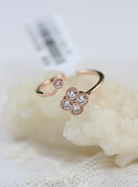 开口镀金镶锆石韩版时尚风戒指