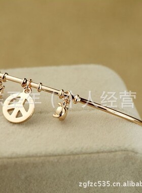 欧美风明星款开口和平标志手镯
