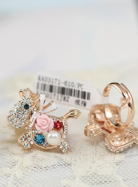 饰品珍珠贝壳镶钻夸张韩版指环