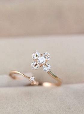 饰品开口镀金锆石戒指