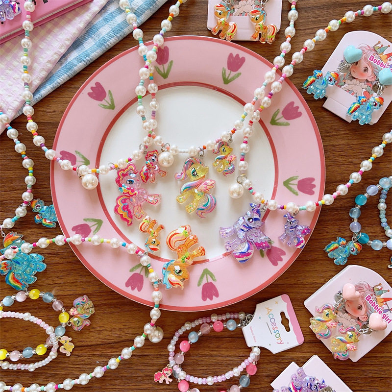 韩系儿童可爱树脂彩色卡通人物公主项链女童初春挂链手链耳夹组合,淘宝优惠券,粉丝福利购,淘宝优惠卷