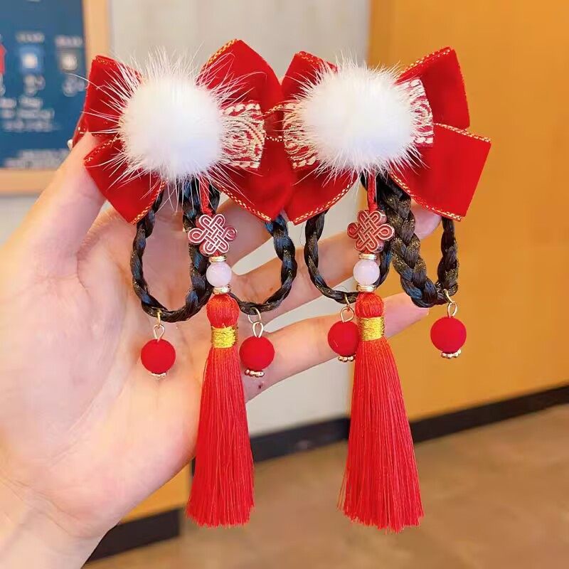 新年发饰儿童假发辫子小女孩中国风流苏发夹女童古风过年汉服头饰,淘宝优惠券,粉丝福利购,淘宝优惠卷