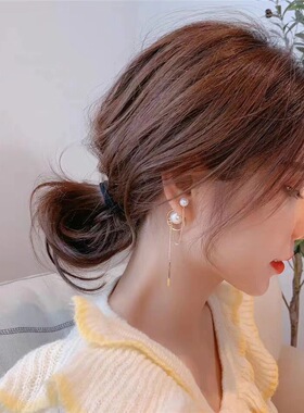 珍珠耳环女2020新款潮流苏银针