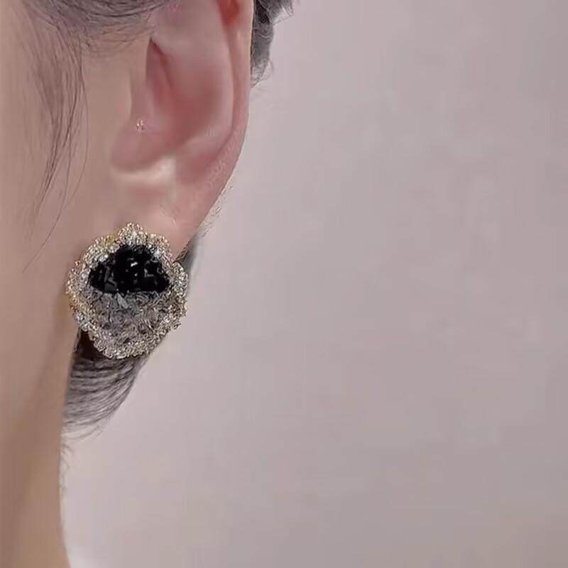 气质黑色渐变水晶方形耳环女轻奢高级感银针耳钉925银针爆款耳饰,淘宝优惠券,粉丝福利购,淘宝优惠卷