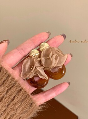 复古美拉德虎眼石不对称耳环