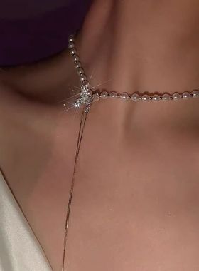 镶钻蝴蝶珍珠锁骨链2022年新款