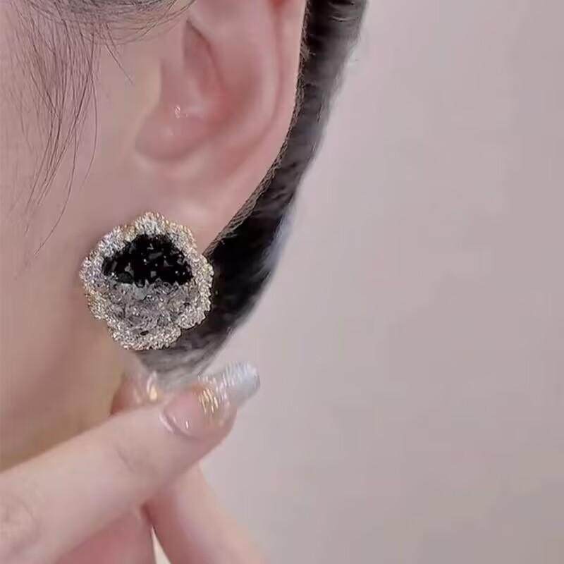 气质黑色渐变水晶方形耳环女轻奢高级感银针耳钉925银针爆款耳饰,淘宝优惠券,粉丝福利购,淘宝优惠卷