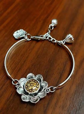 可转动莲花六字真言手链女简约