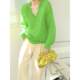 Very easy to wear, soft and glutinous! Good fit ~ Super pretty and pretty mohair green V-neck sweater top for women