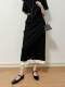 Brand counter high-end women's clothing foreign trade is too high-end and versatile. High-waisted slit design black and white contrasting skirt summer