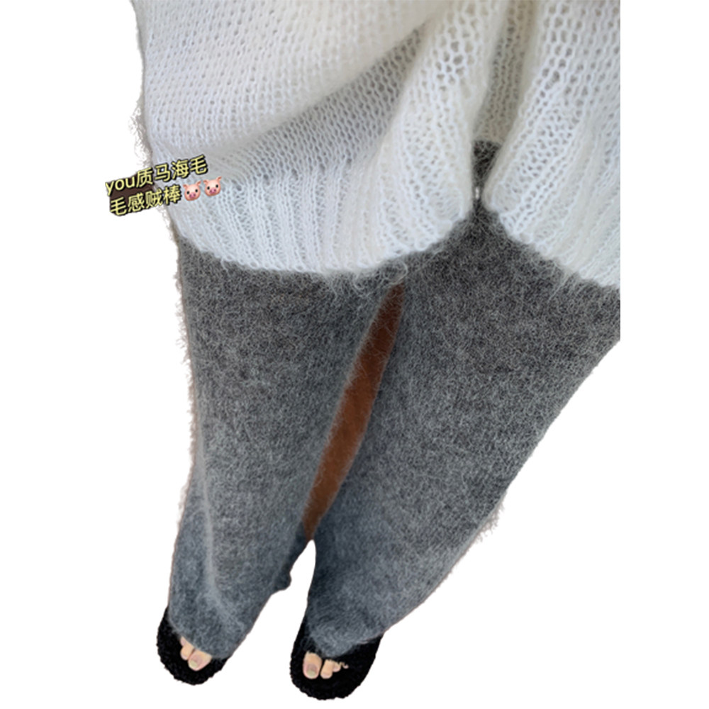 清仓捡漏~灰色羊毛羊绒阔腿裤女2024冬季新款小个子垂感显瘦裤子,淘宝优惠券,粉丝福利购,淘宝优惠卷