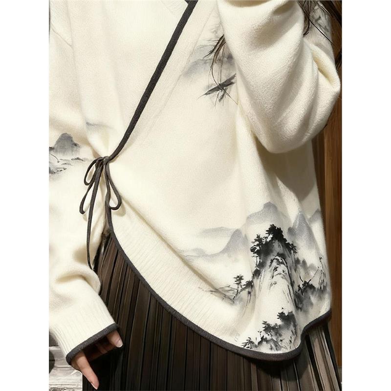 新中式禅意国风毛衣气质高级感超好看宽松针织上衣女2025秋季新款 - 图2