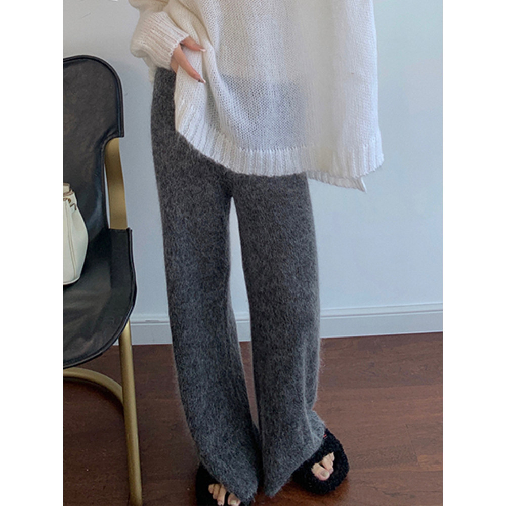 清仓捡漏~灰色羊毛羊绒阔腿裤女2024冬季新款小个子垂感显瘦裤子,淘宝优惠券,粉丝福利购,淘宝优惠卷