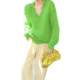 Very easy to wear, soft and glutinous! Good fit ~ Super pretty and pretty mohair green V-neck sweater top for women