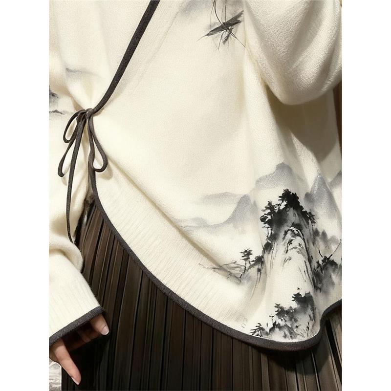 新中式禅意国风毛衣气质高级感超好看宽松针织上衣女2025秋季新款 - 图0