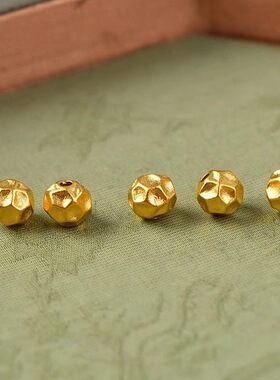 沙金保色无相珠锤纹老型桶珠黄金色顶珠腰珠隔珠菩提手串手链饰品