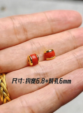 绿松石精工镶嵌汉堡珠6mm小尺寸腰珠猛犸散珠二代蜜蜡对珠diy配饰