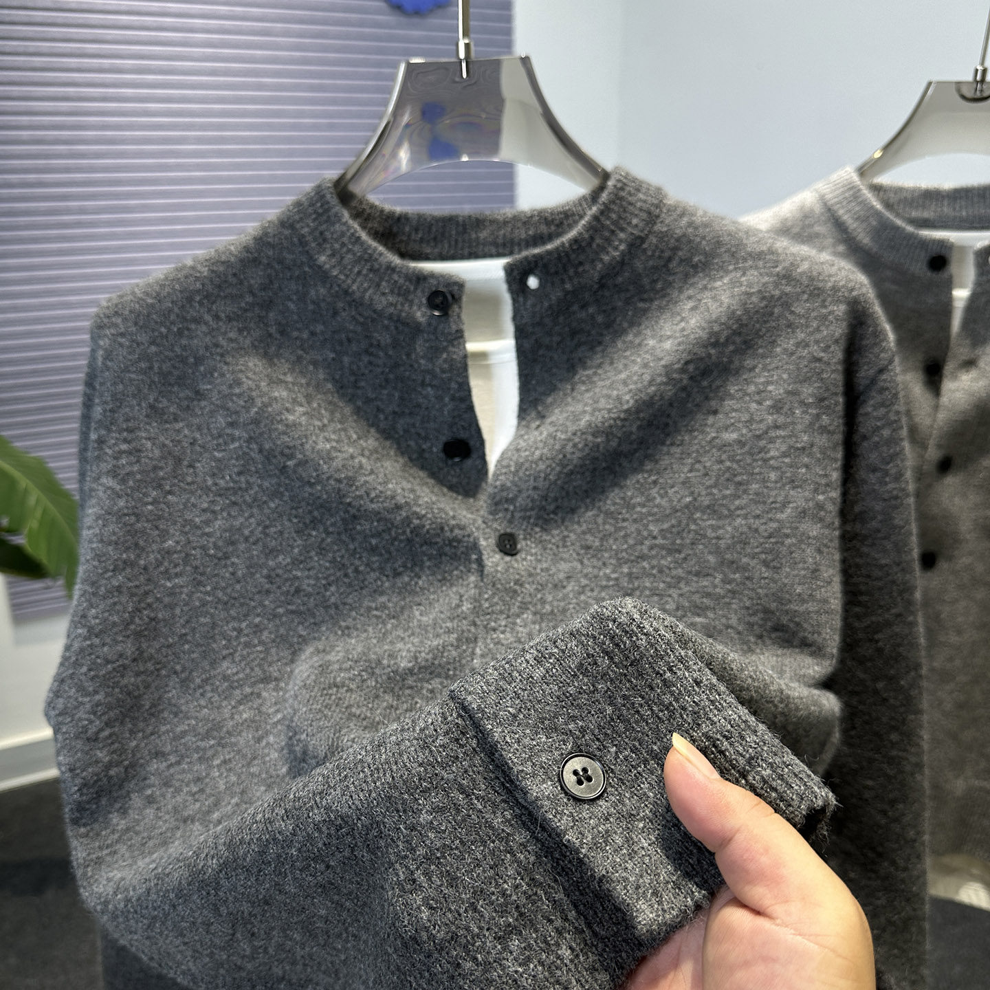 高级感纯色开衫男针织衫毛衣外套秋冬季男款圆领外搭休闲毛线衣潮,淘宝优惠券,粉丝福利购,淘宝优惠卷