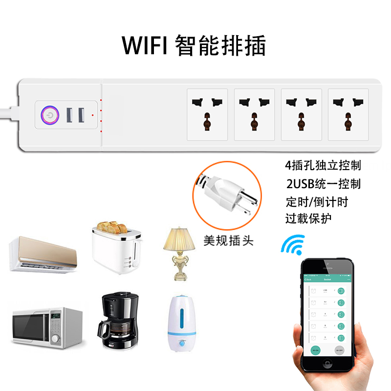 涂鸦智能手机APP控制WiFi/ZigBee英规美规排插GoogleHomeAlexa - 图0