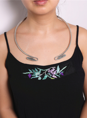 铜镀银男女素面民族风项圈