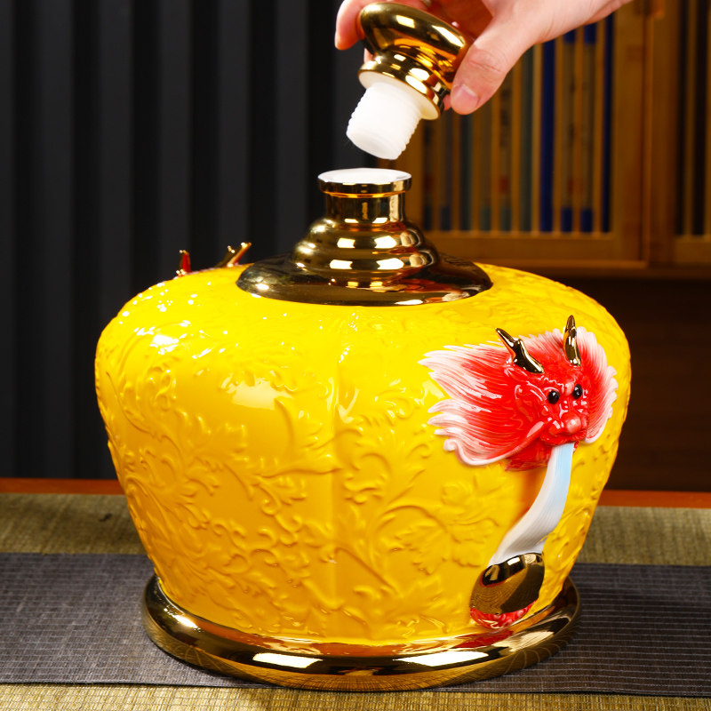 景德镇陶瓷酒瓶 十斤装龙腾盛世珐琅彩密封空酒坛10斤装白酒罐子