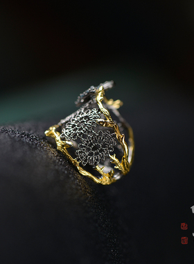 儒匪窝意大利工艺巴洛克银鎏戒指