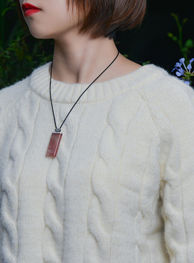 925银手工平安无事牌南红玛瑙