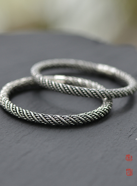 儒匪窝传统工艺百搭风足银手镯