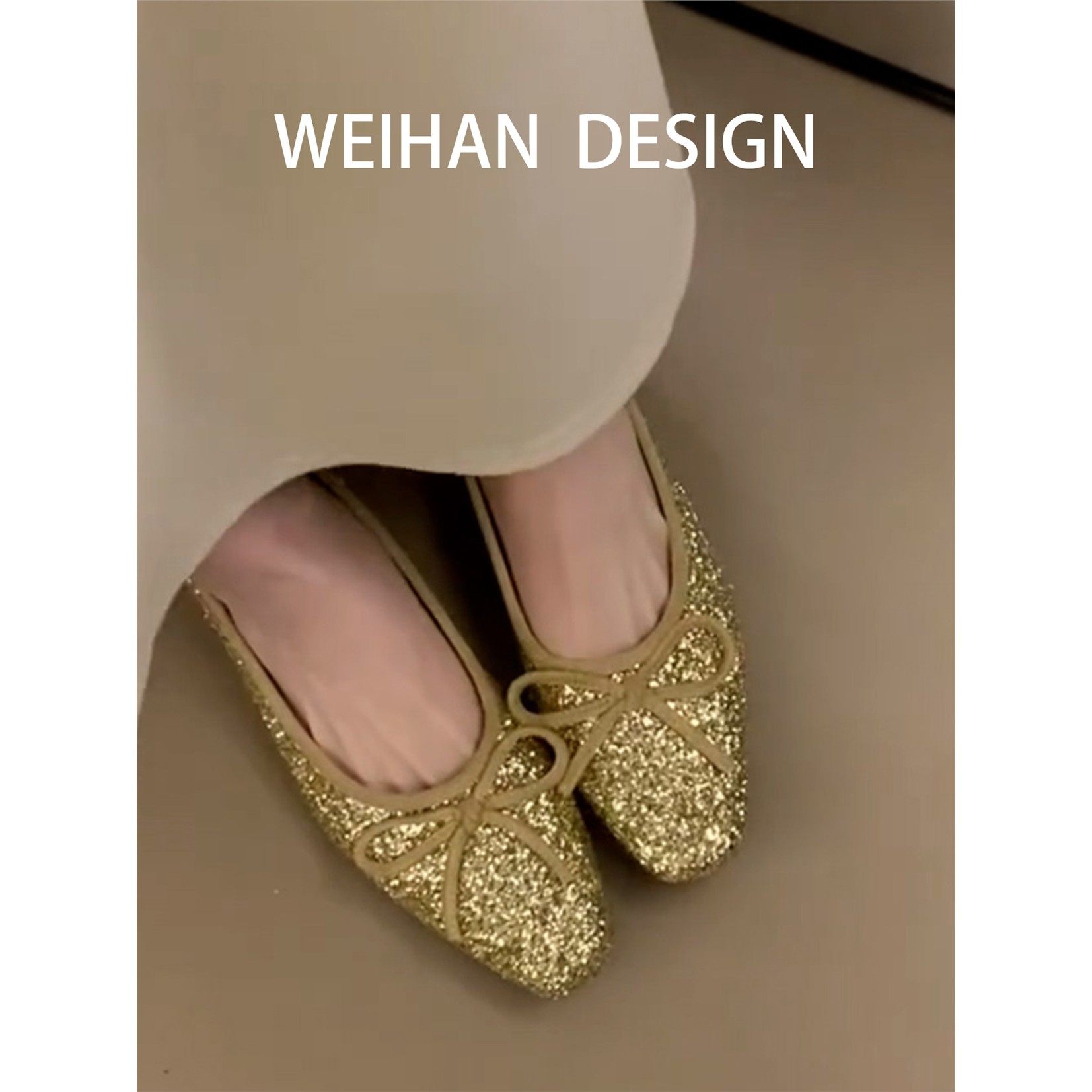 羊皮版！法式平底亮片浅口单鞋女蝴蝶结方头玛丽珍鞋配裙子芭蕾鞋,淘宝优惠券,粉丝福利购,淘宝优惠卷