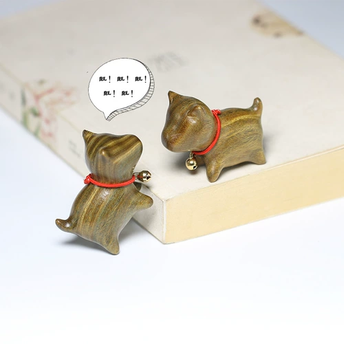 Эбон Ван Вангкай маленький молочный собак резные зеленые сандало