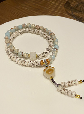 猫爪星月菩提盘缠寿山石