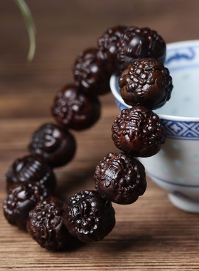 沉香木财运貔貅雕刻手串