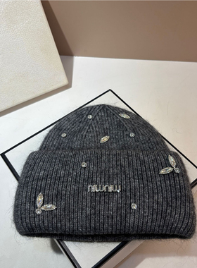 显脸小冬季滑雪兔毛护耳针织帽女