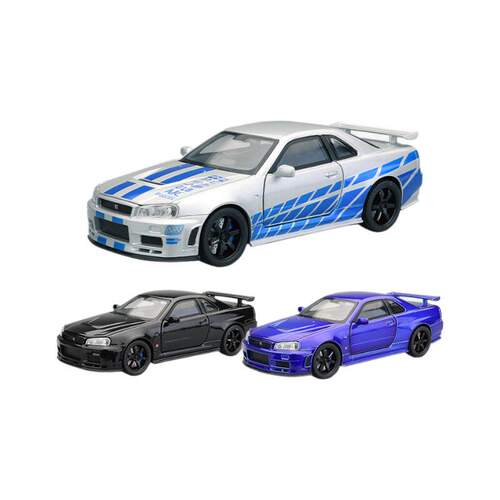 新款 众源兴1/32日産GTR R34合金汽车模型天际线声光玩具前轮转向 - 图3