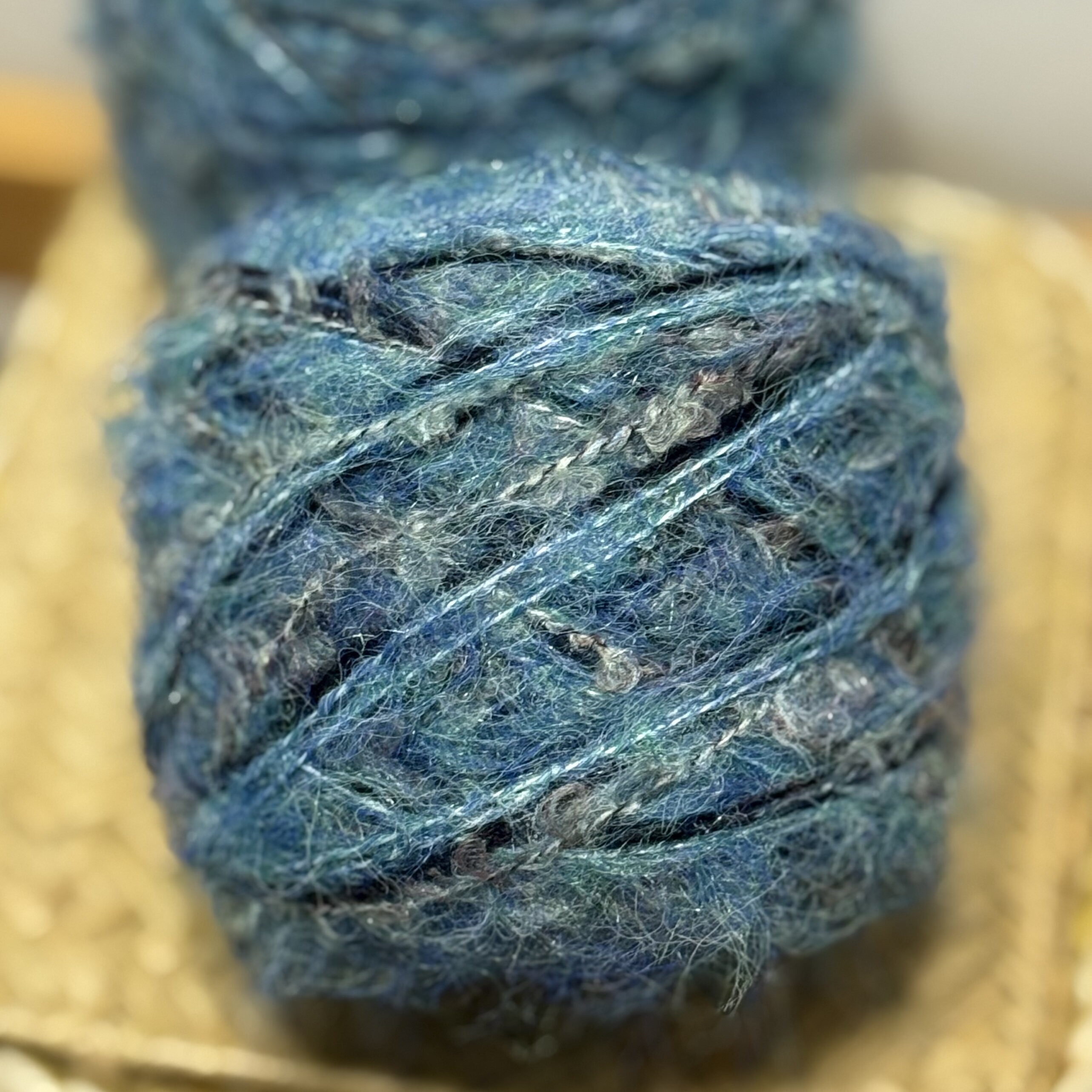 美拉德复古蓝色油彩巴恩风特色羊毛手混线编织围巾帽子包包毛衣线 - 图1