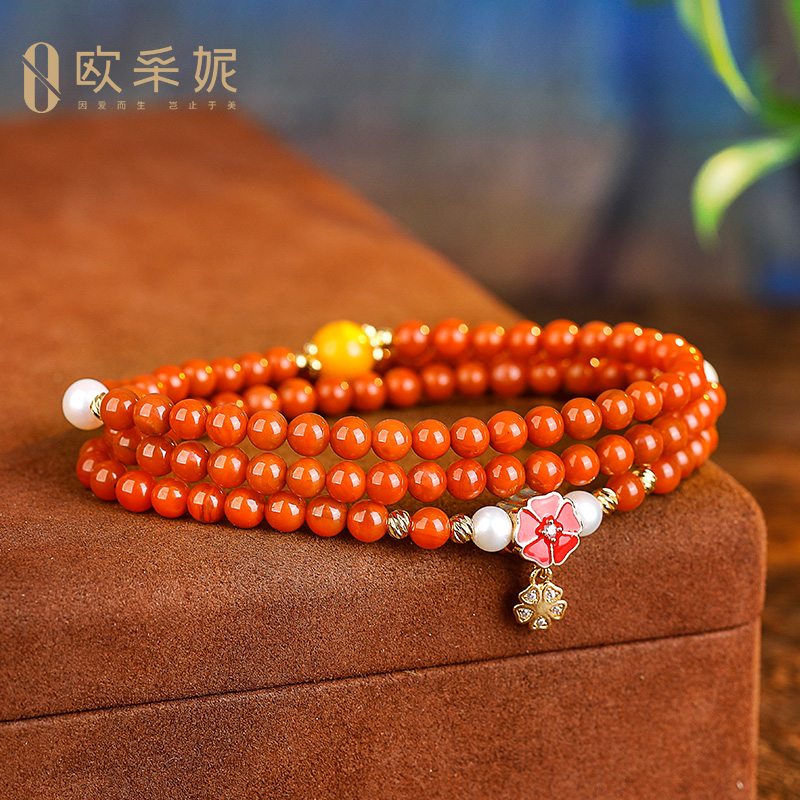 欧采妮南红手串108颗多圈diy手链 oucerny欧采妮手饰