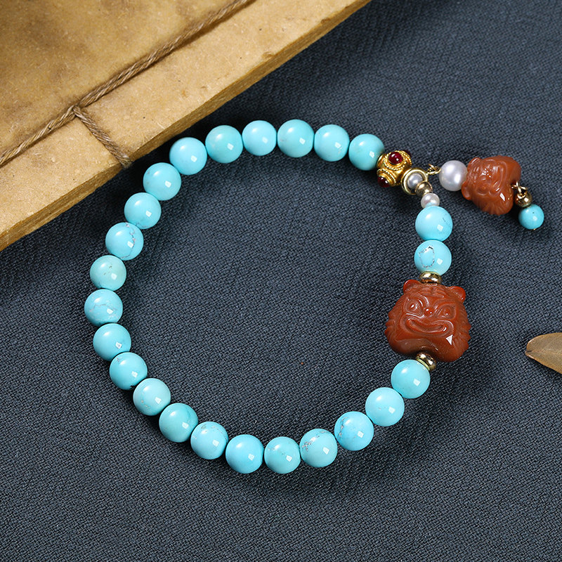 欧采妮绿松单圈手串配珠天然手链 oucerny欧采妮手饰