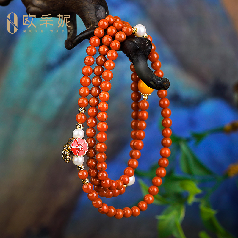 欧采妮南红手串108颗多圈diy手链 oucerny欧采妮手饰