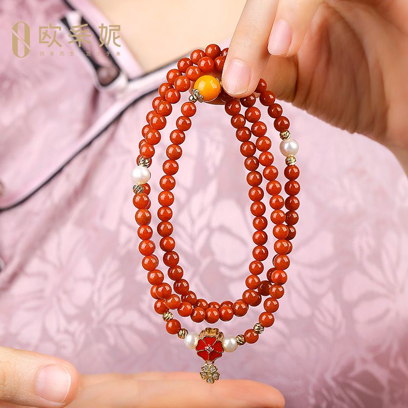 欧采妮南红手串108颗多圈diy手链 oucerny欧采妮手饰