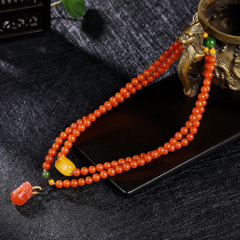 欧采妮天然保山南红蜜蜡手串手链 oucerny欧采妮手饰