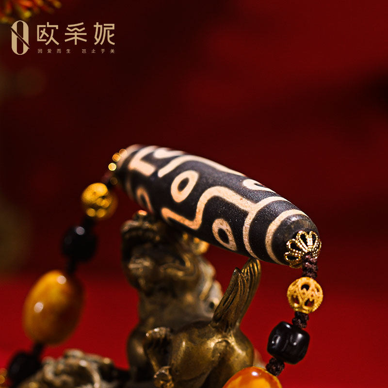 欧采妮至纯九眼天珠老蜡珠子吊坠 oucerny欧采妮颈饰