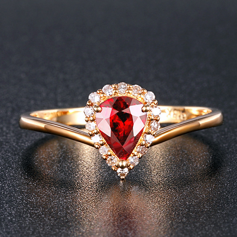 欧采妮红宝石18k玫瑰金镶嵌女戒 oucerny欧采妮手饰