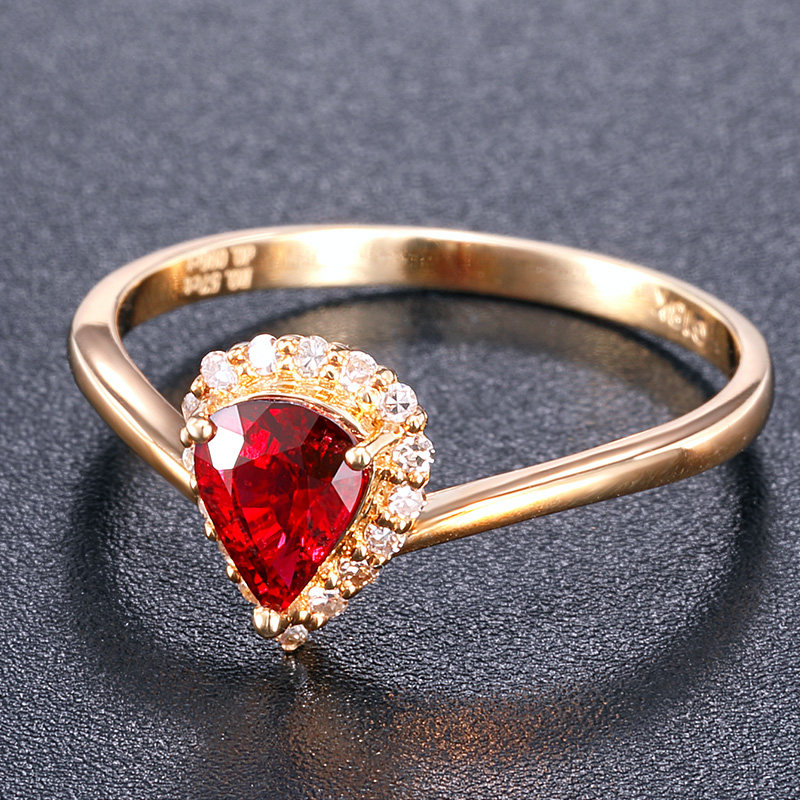 欧采妮红宝石18k玫瑰金镶嵌女戒 oucerny欧采妮手饰