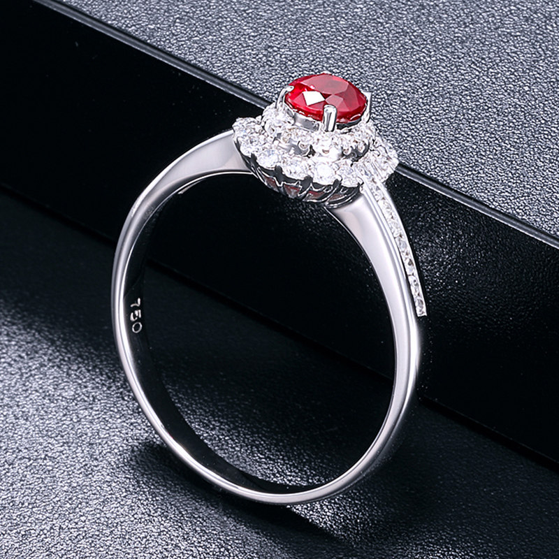欧采妮红宝石18k白金伴钻宝石戒指 oucerny欧采妮手饰